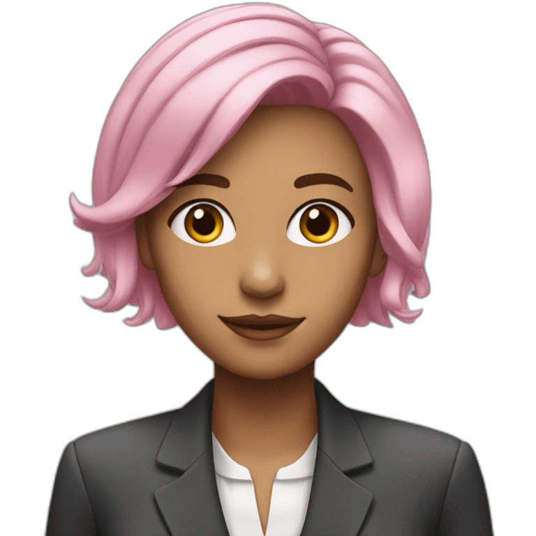 young woman in office suit, pink hair emoji