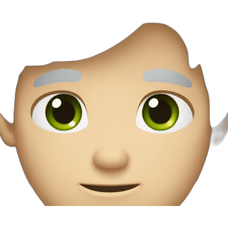 light complexion man with green eyes and gray hair with one spike emoji