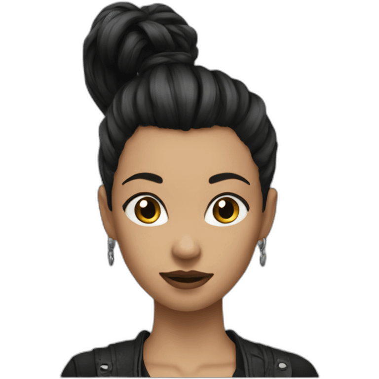 Punk female high ponytail black hair emoji