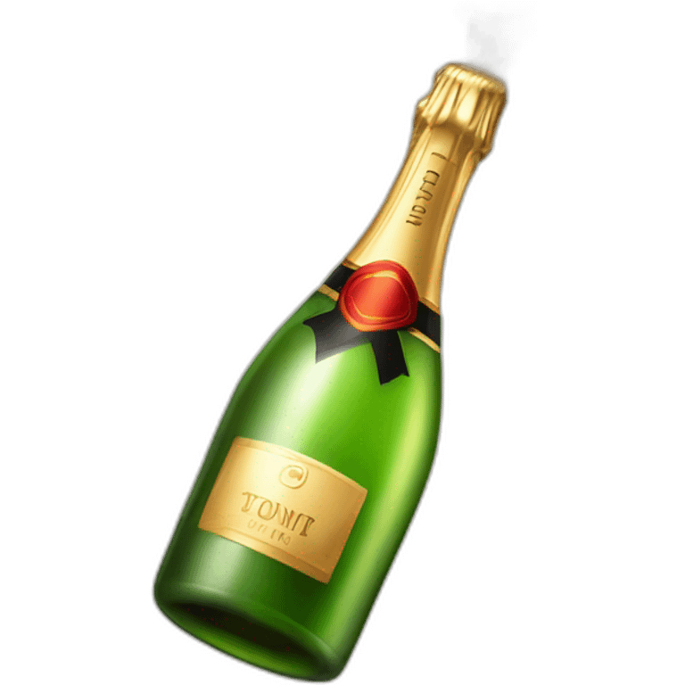 champagne bottle with popping cork dripping emoji