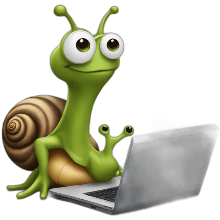 snail programmer with laptop emoji