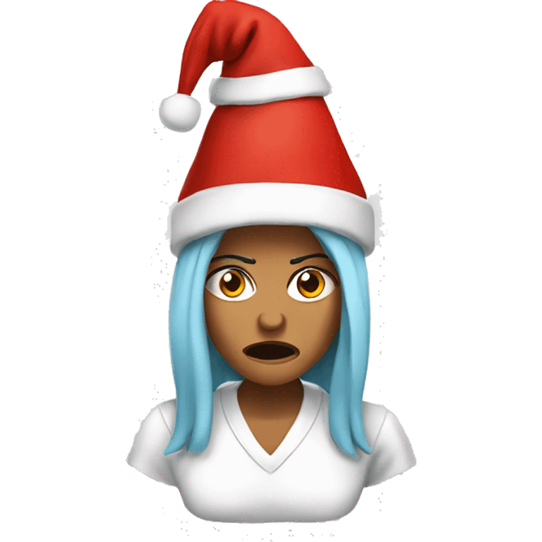 Angry woman Christmas hat  emoji