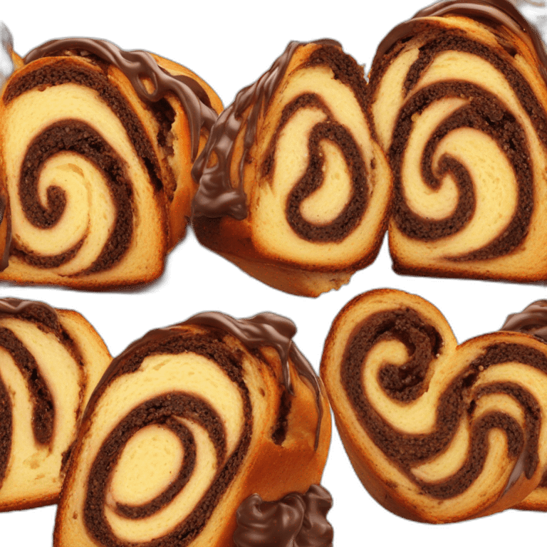 Sliced Babka with chocolate swirl emoji