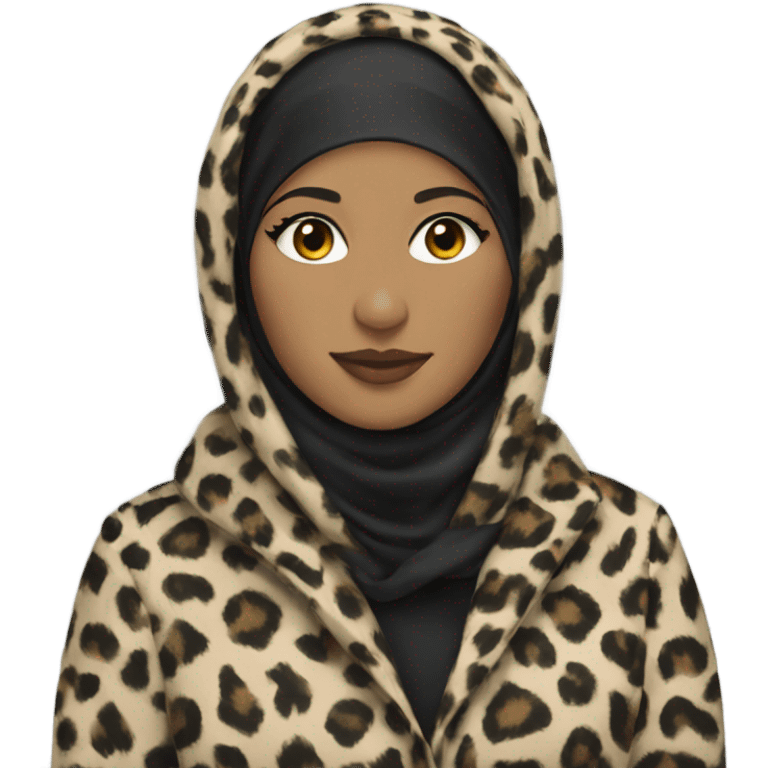 hijab in leopard coat emoji