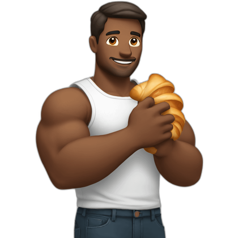 Man with croissant as Biceps emoji