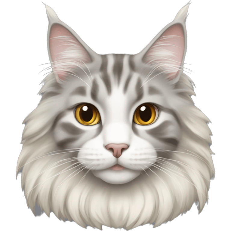 Grey, white and cream Maine coon cat emoji