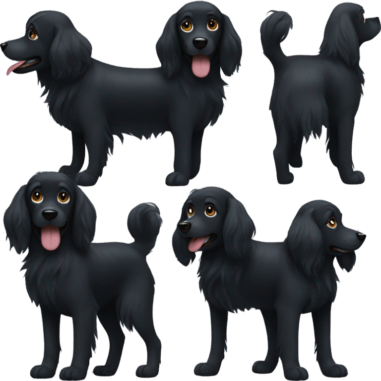 Black dog with long hair emoji