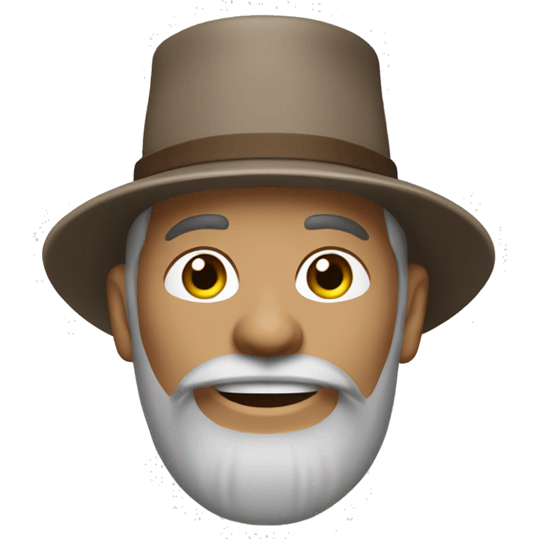 Amish man white with brown straw hat building a building with beard smiling emoji