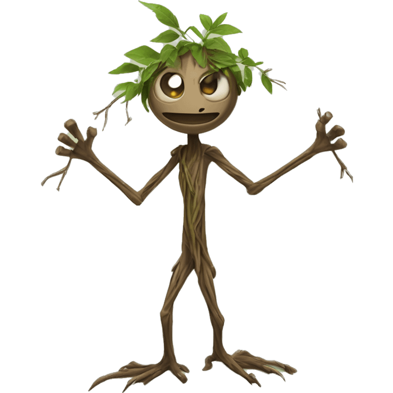 bowtruckle: small tree-sticked magical beast with long sharp fingers (two on each hand), brown eyes, and a general appearance of a flat-faced stick figure made of bark and twigs emoji