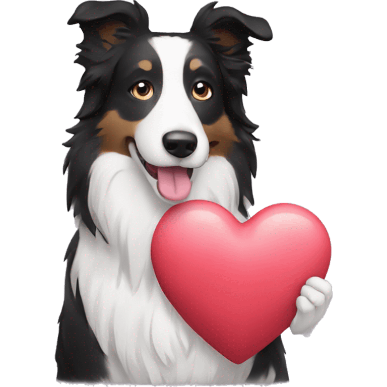 Bordercollie holding heart emoji