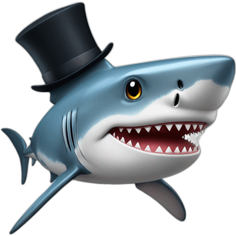 Shark with a top hat emoji