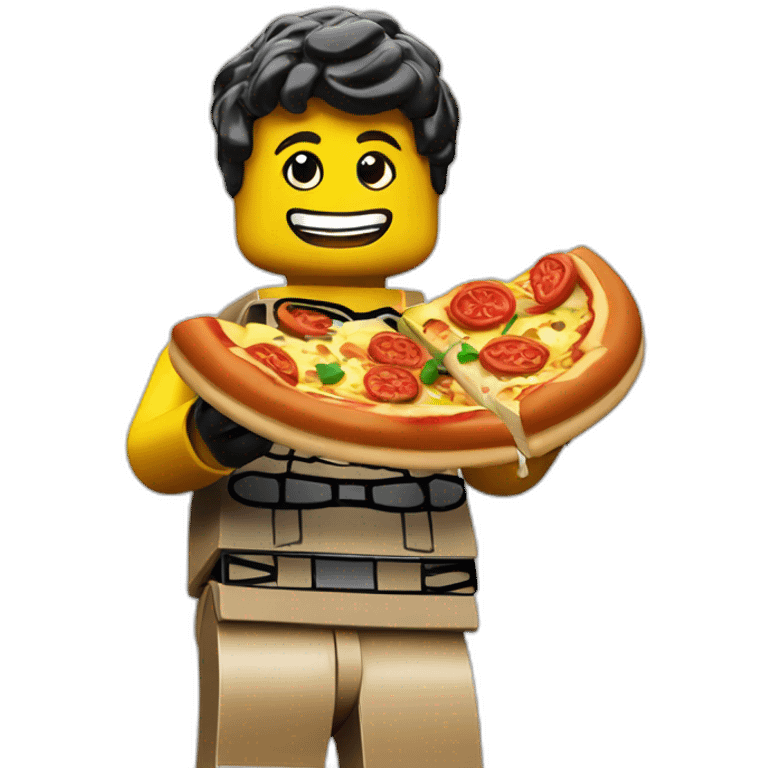 Lego eating pizza emoji