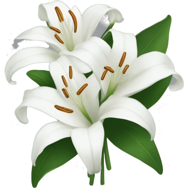 White lilies as a bouquet emoji