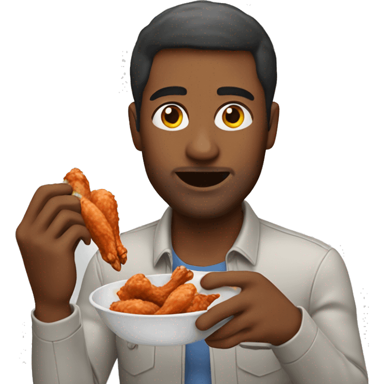 man eating chicken wings emoji