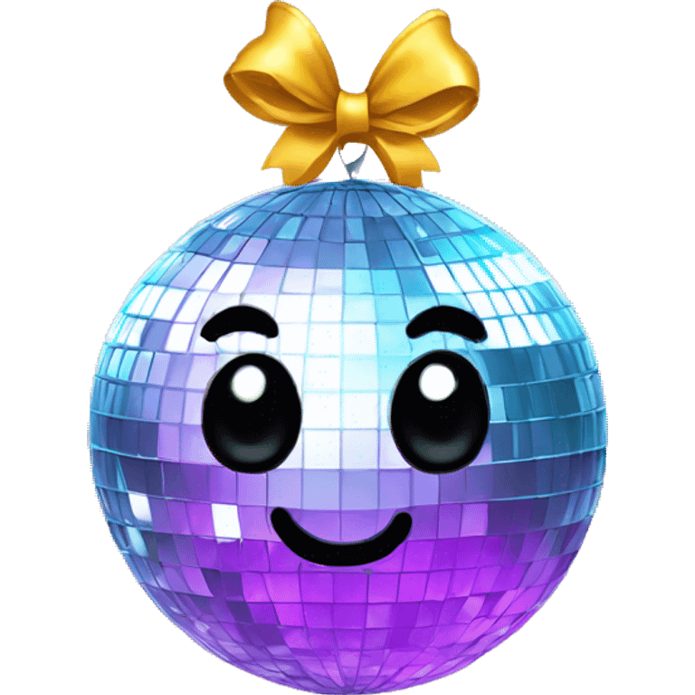 Cute disco ball with a bow on it emoji