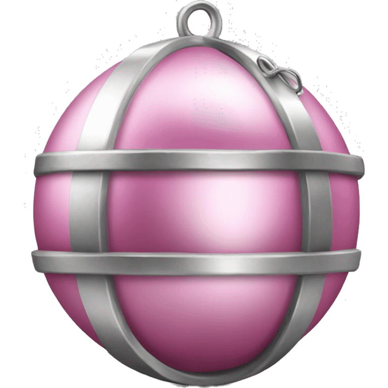 Realistic pink And silver metallic globe sleigh bell. emoji