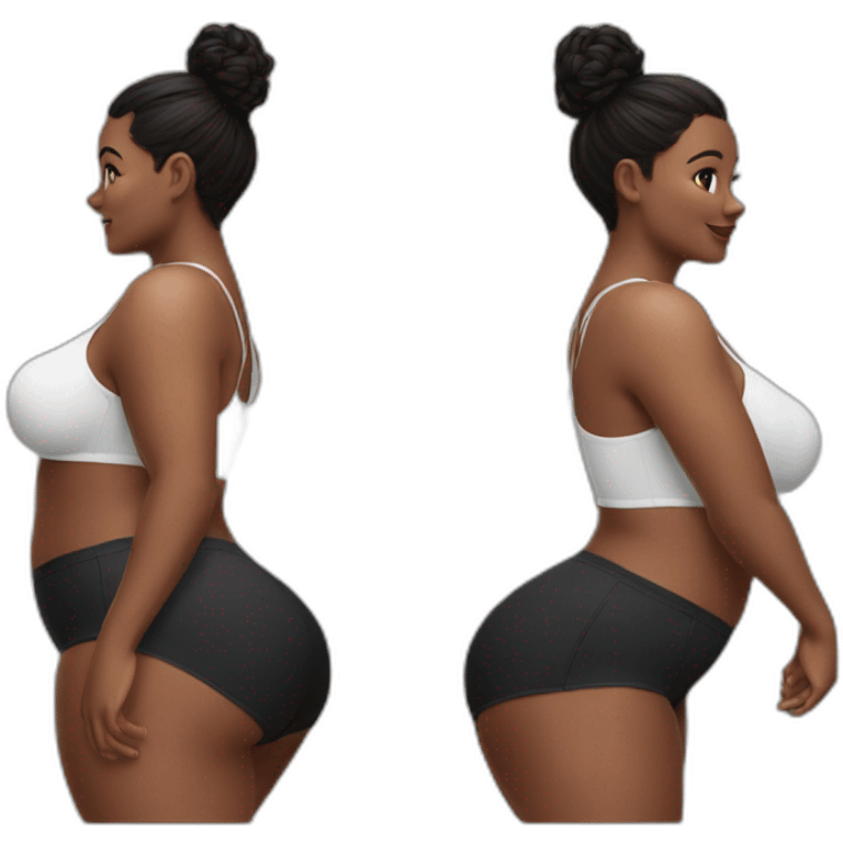 both views curvy beauty jumping white knickers black skirt emoji