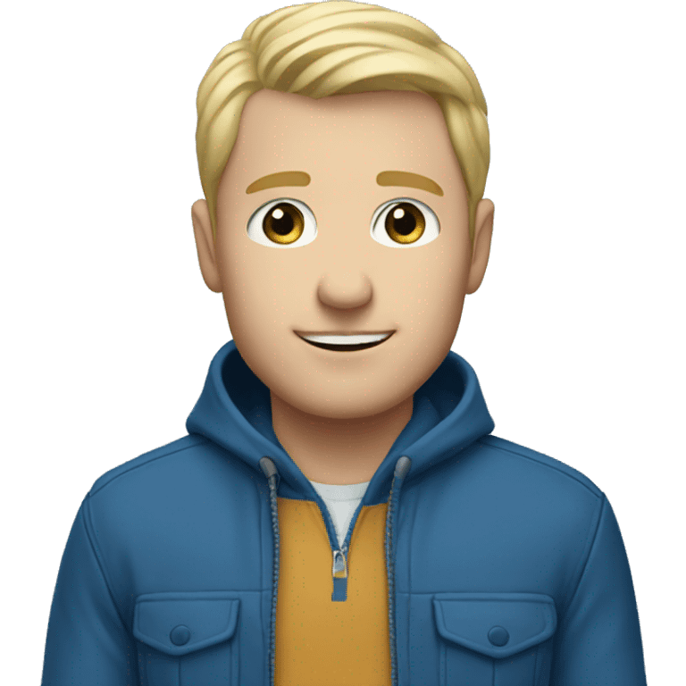 blonde guy with blue eyes wearing blue jacket emoji