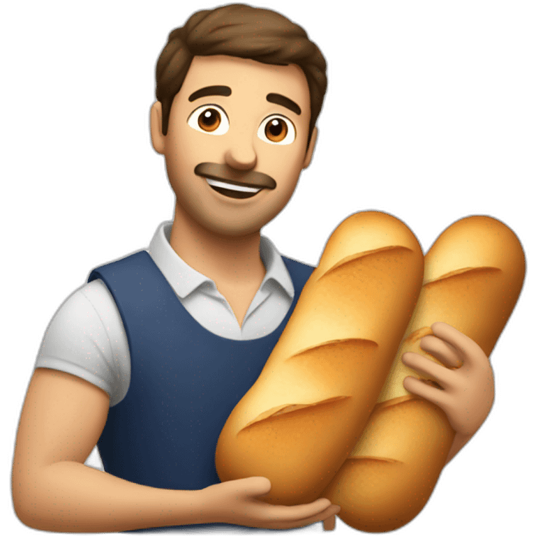 French guy with bread and wine emoji