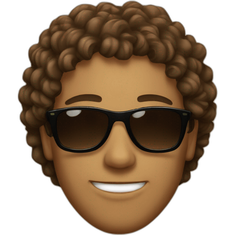 Guy with cool sunglasses and brown curly hair emoji