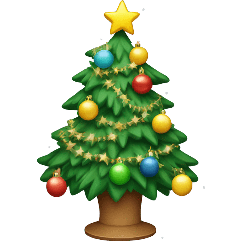 Christmas tree with garland and toys emoji