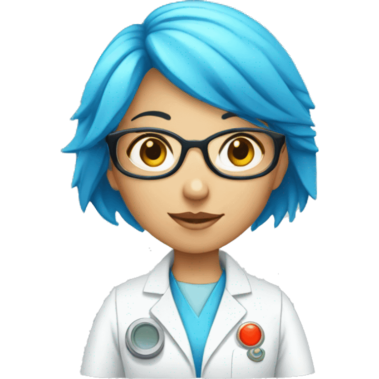 Lab girl scientist with blue hair and laboratory instrument emoji