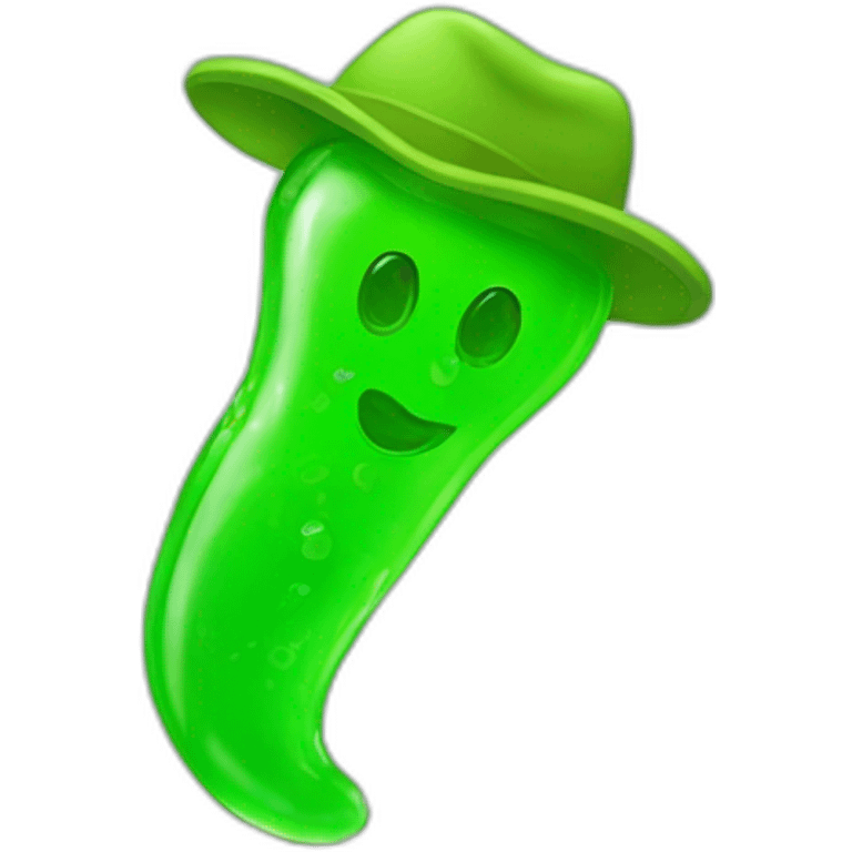 Green gummy with hat emoji