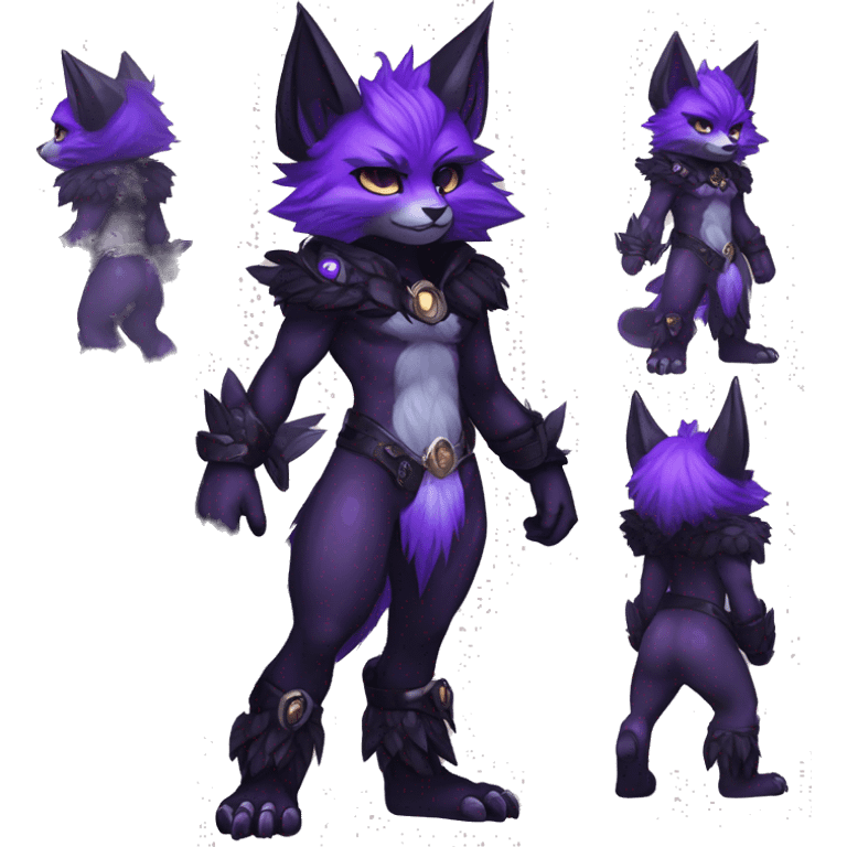 Anthro-Edgy-Cool-Black-Purple-Contrast-Colors-Fantasy-Fur-Sona-Chibi-Shiny-Fakémon-Hybrid full body emoji