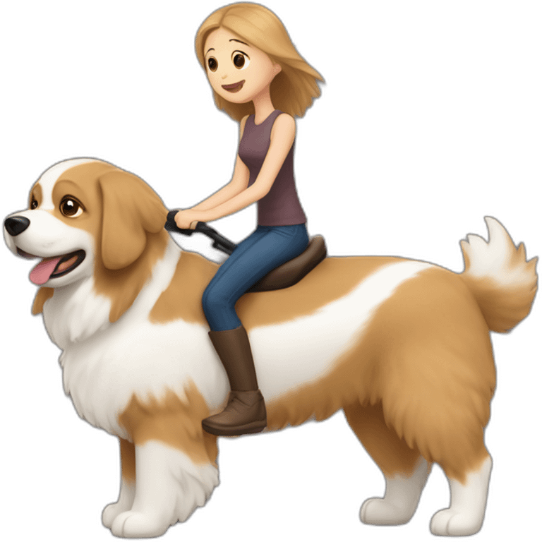 brown fluffy dog with a white stripe on its face dog riding a quad with a light-haired girl and a tall brown-haired man emoji