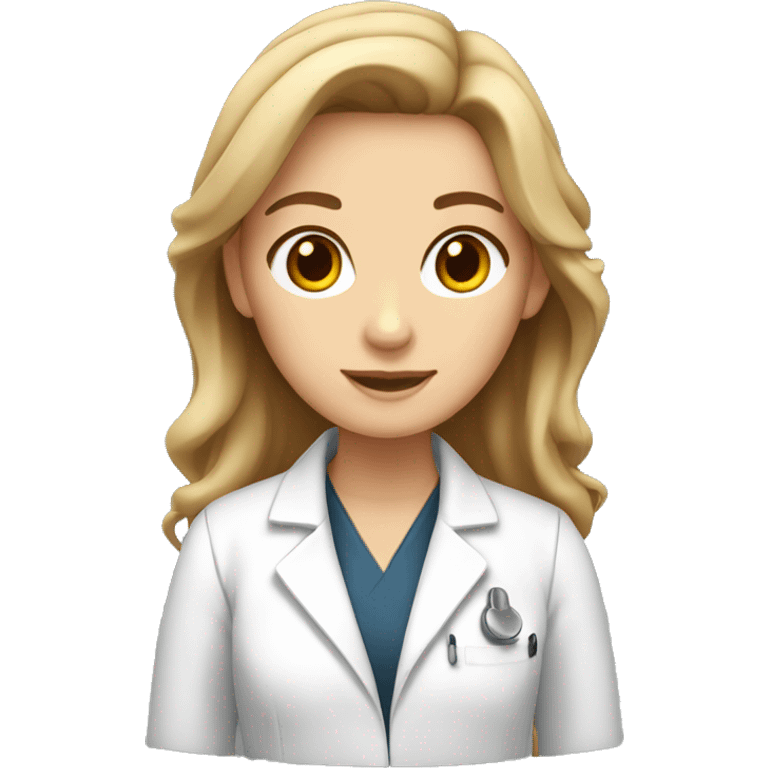 white girl with bronde hair wearing a lab coat emoji