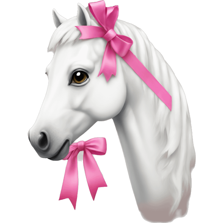 White horse with pink bow emoji