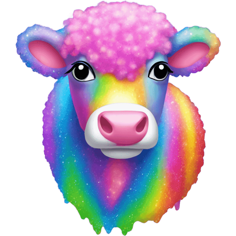 Lisa frank glitter rainbow fluffy cow emoji