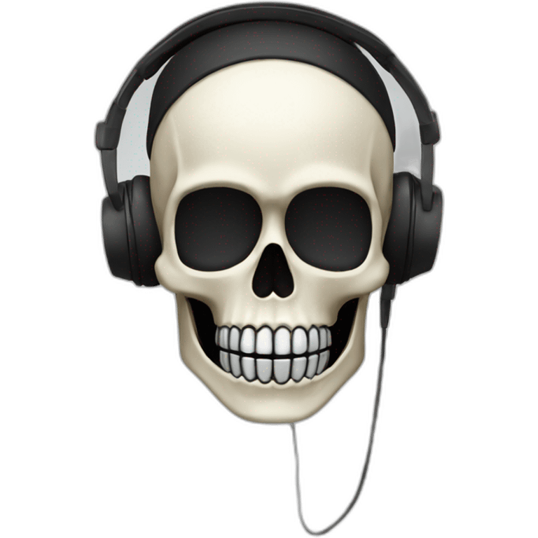 Skeleton mask with a long black mask underneath it and headset with a microphone emoji