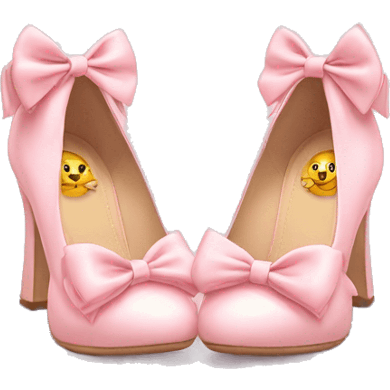 Light pink kitten heels with bows emoji