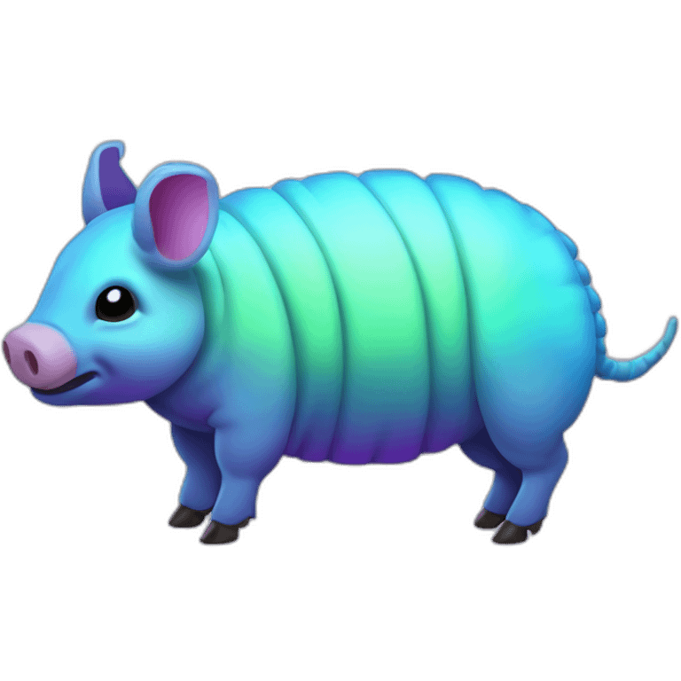 Iridescent cyan purple gradient pig armadillo cow centipede insect with star markings emoji