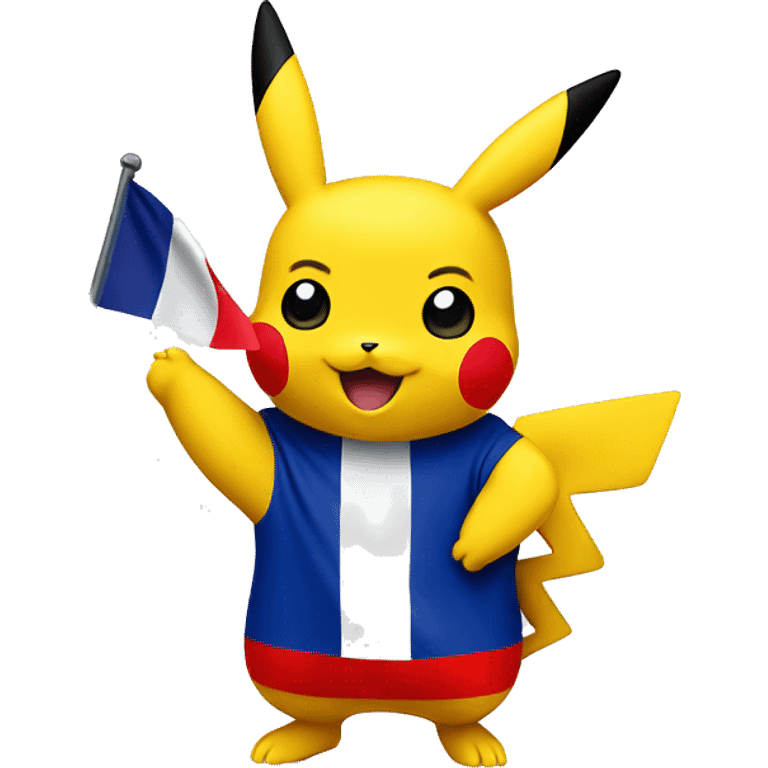 pikachu waving a french flag emoji