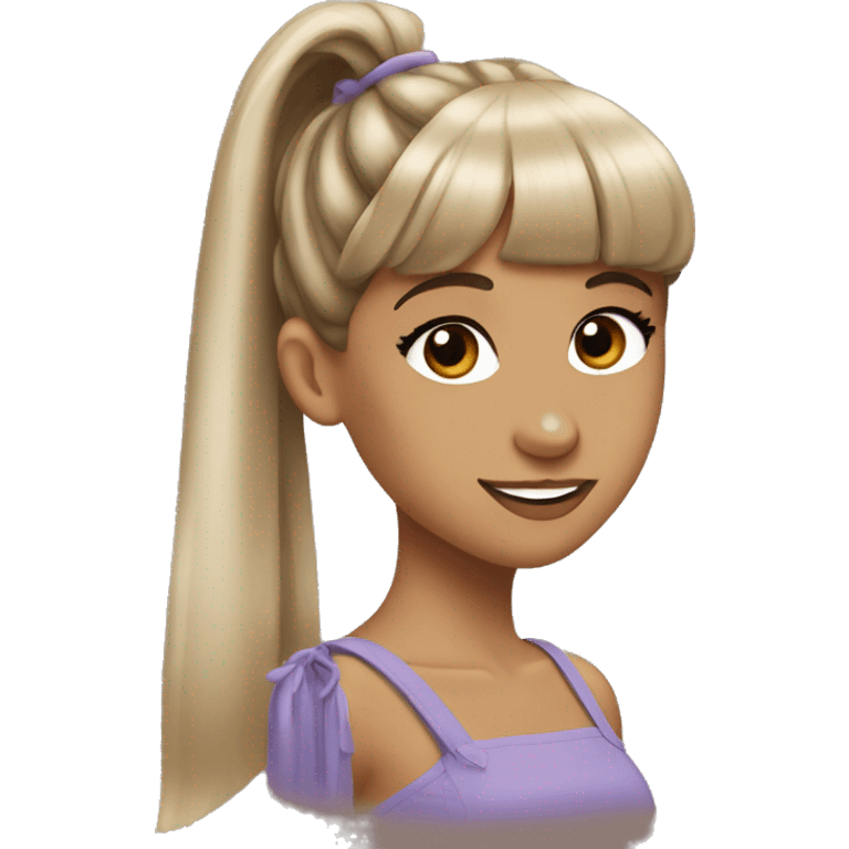 Ariana Grande with ponytail with bangs  emoji