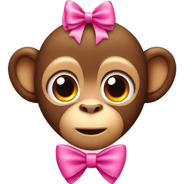 Cute monkey with 2 pink bows on head  emoji