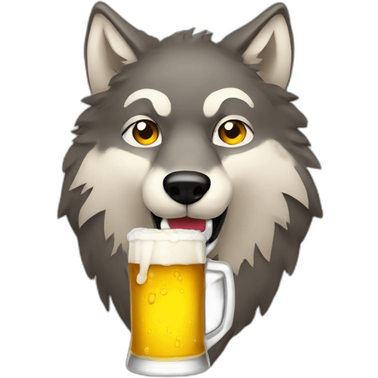 drinking beer wolf emoji