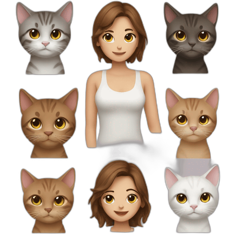 cats with woman with brown hair emoji