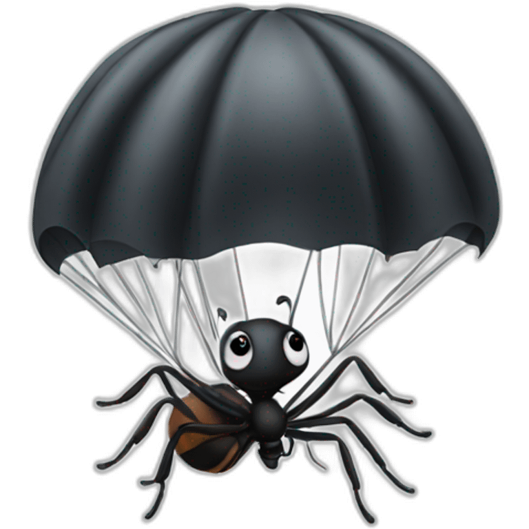 Parachuting black ant emoji