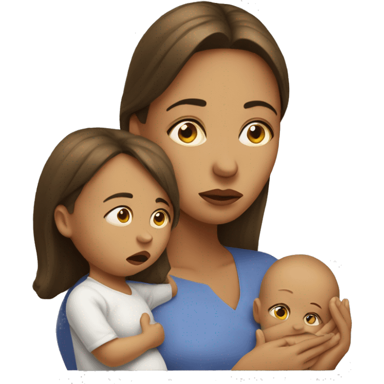 skeptical mother with sad baby emoji