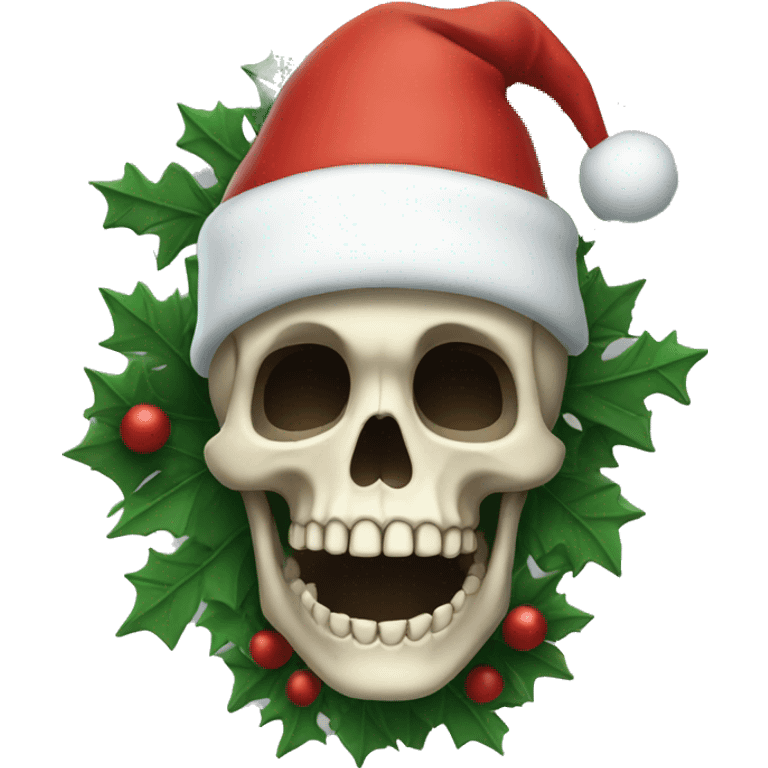 skeleton with a Christmas hat emoji