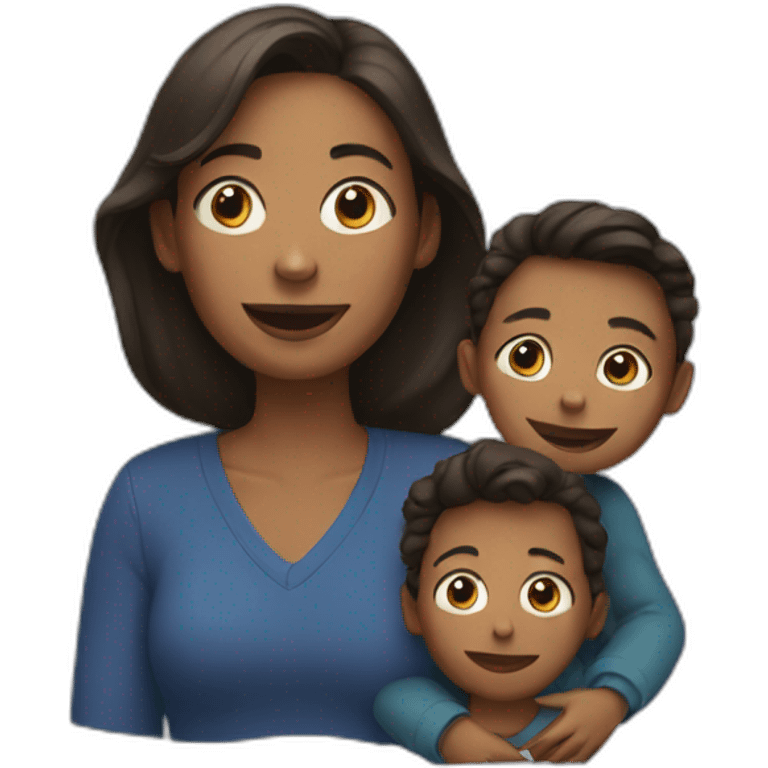 woman with her two sons emoji