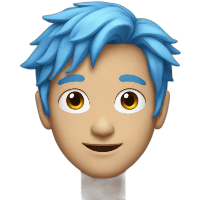 Portrait Super hero man with blue hair emoji