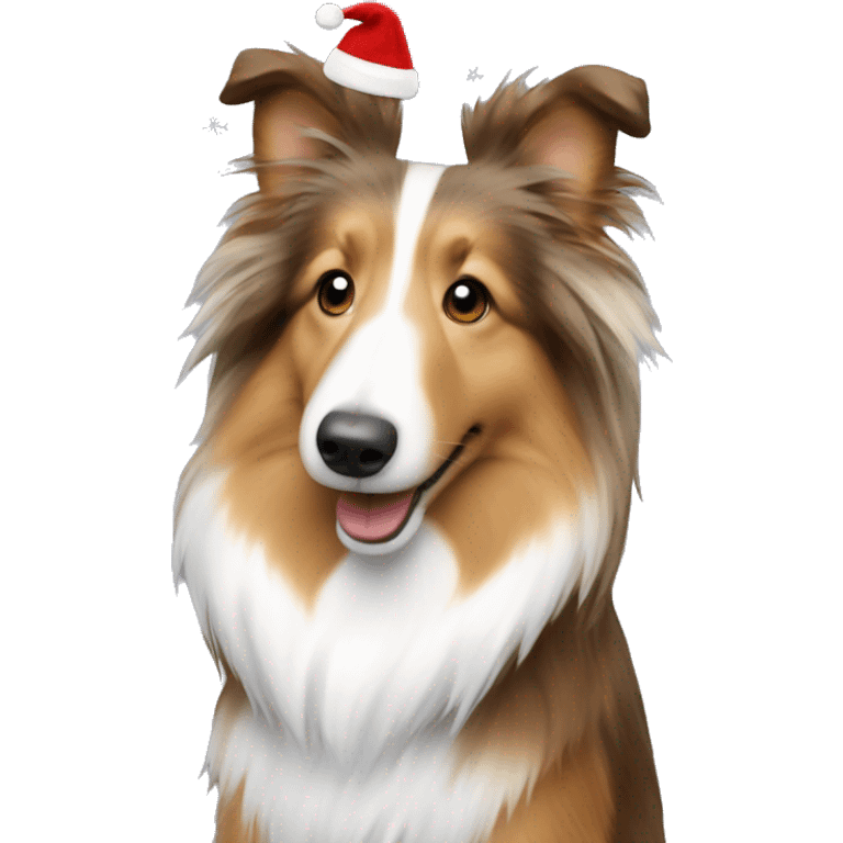 Sheltie dog with Christmas sweater emoji