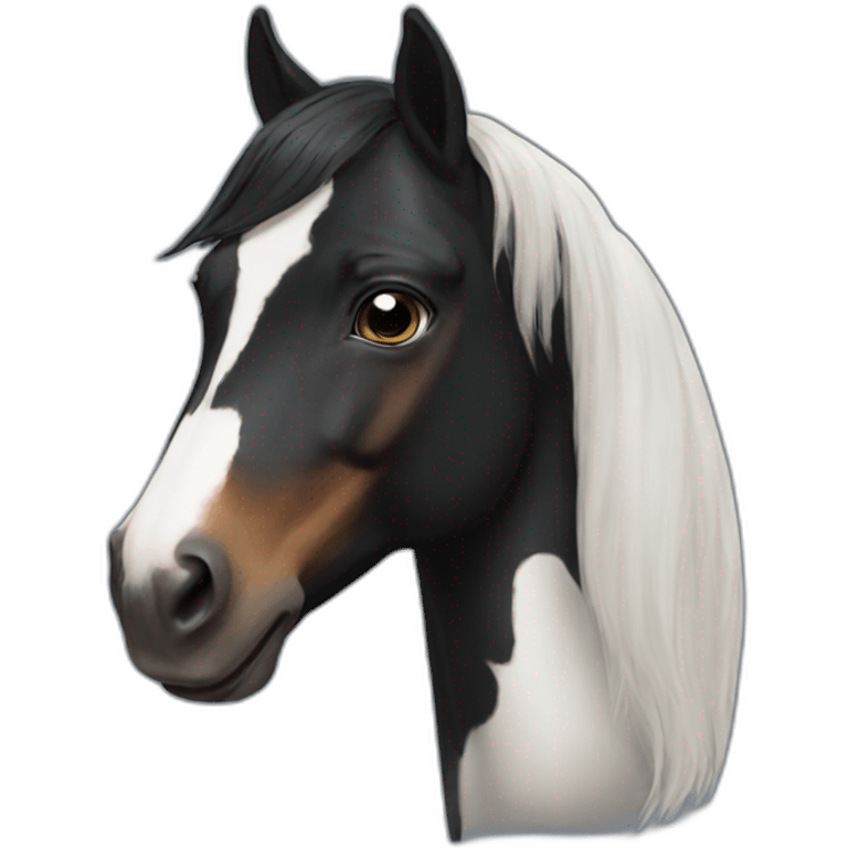 Black pinto horse emoji