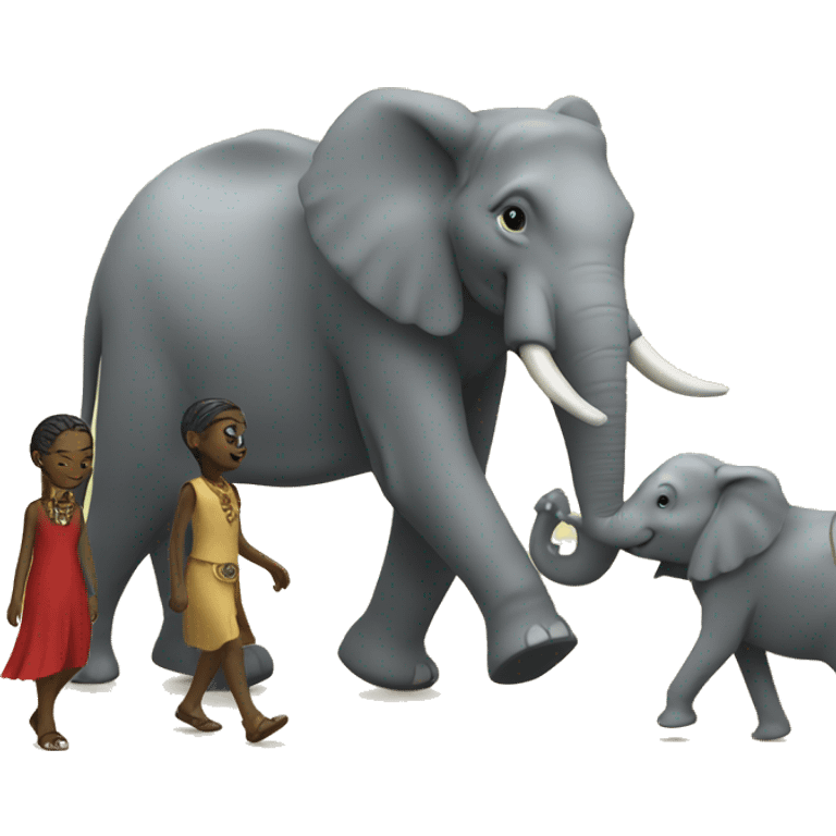 Sha Sha walking with elephants  emoji