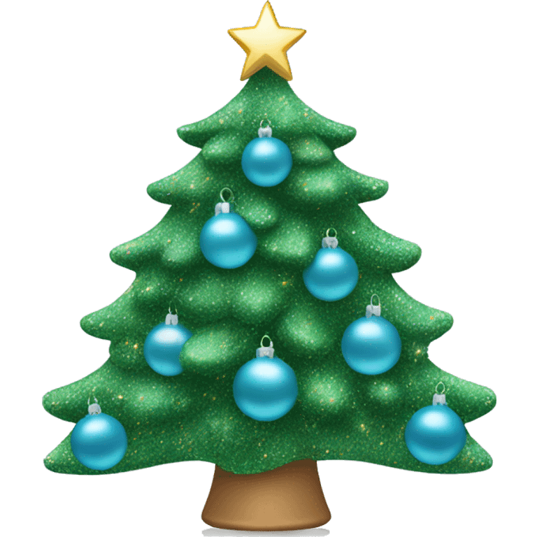 Christmas tree with light blue glitter ornaments emoji