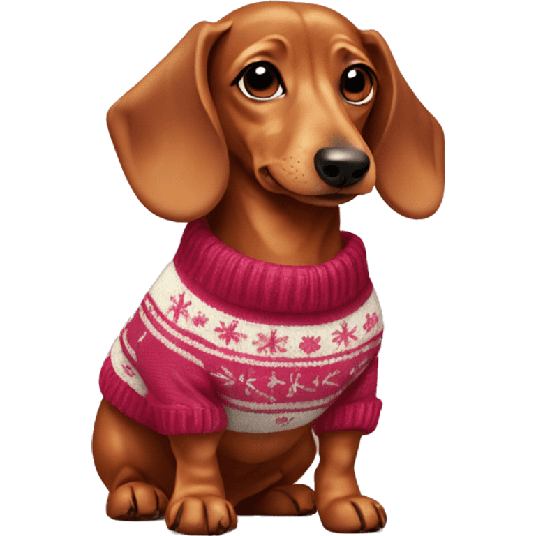 cute dachshund wearing sweater and bows emoji